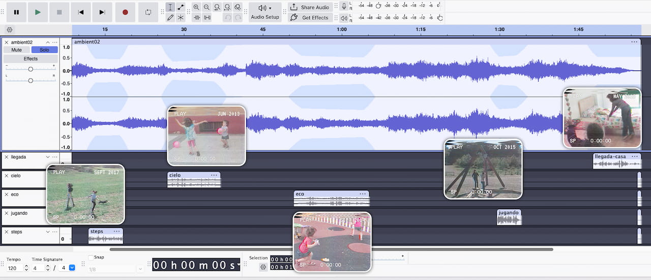 Audacity session with sound layers