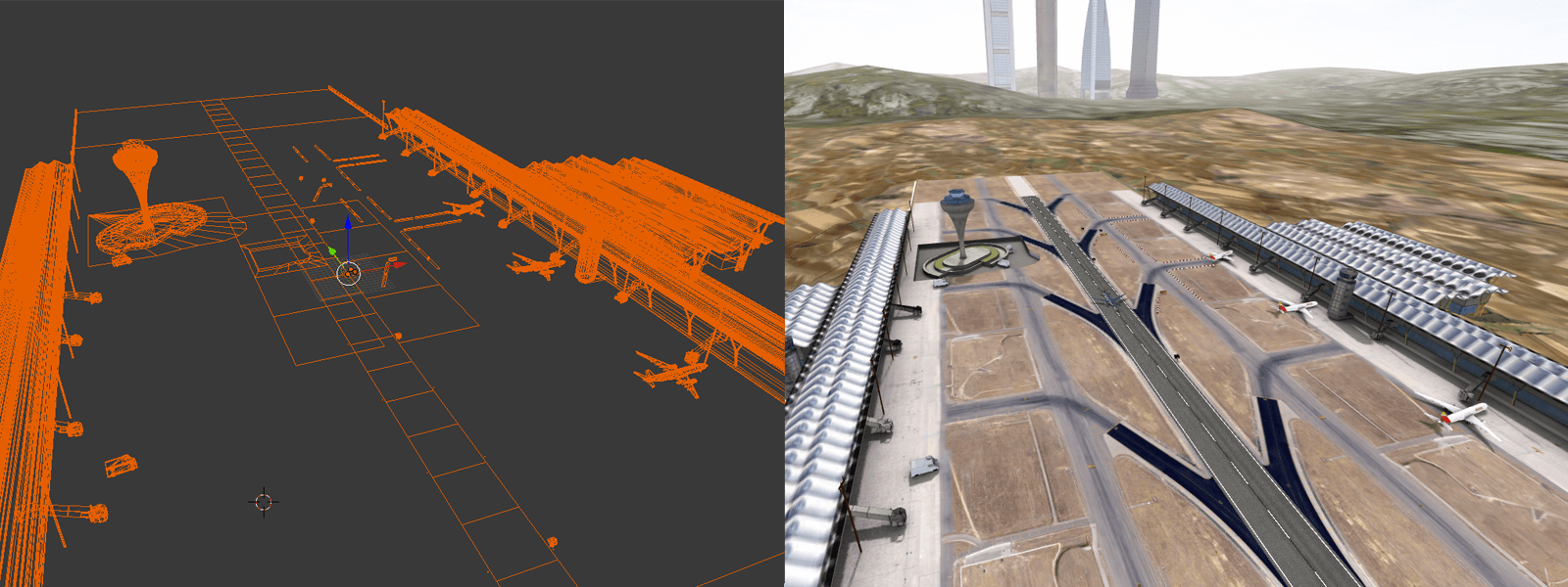 Madrid Barajas airport scene (Blender/WebGL)
