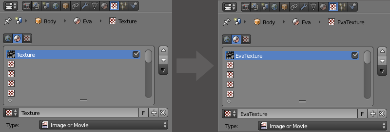 Renaming textures